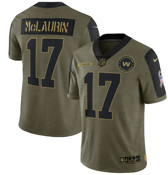 Men's Washington Football Team #17 Terry McLaurin 2021 Olive Salute To Service Limited Stitched Jersey Men's Washington Football Team #17 Terry McLaurin 2021 Olive Salute To Service Limited Stitched Jersey